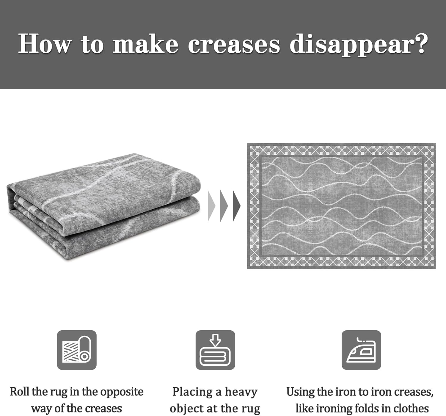 DweIke Area Rugs for Living Room, Machine Washable Bordered Rug for Bedroom, Luxury Rubber Backing (Non-Slip) Low Pile Throw Carpet for Dining Room Kitchen Home Decor, Grey